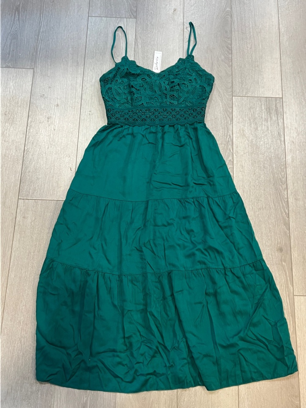 Sleeveless Emerald Green Lace Bust Tiered Maxi Dress